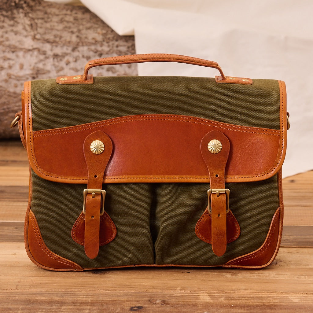 Men’s Canvas and Leather Satchel Bag - Image 4