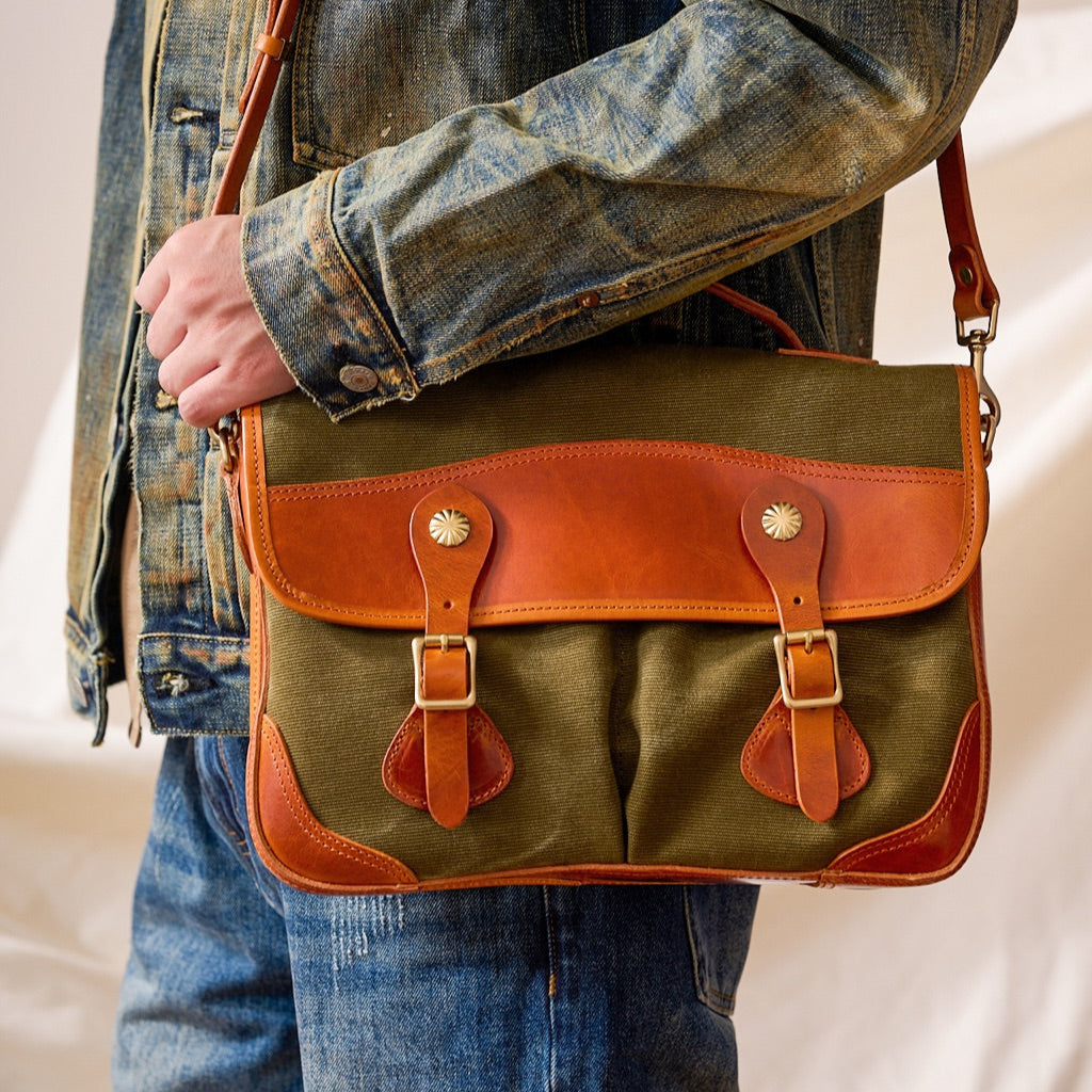 Men’s Canvas and Leather Satchel Bag - Image 2