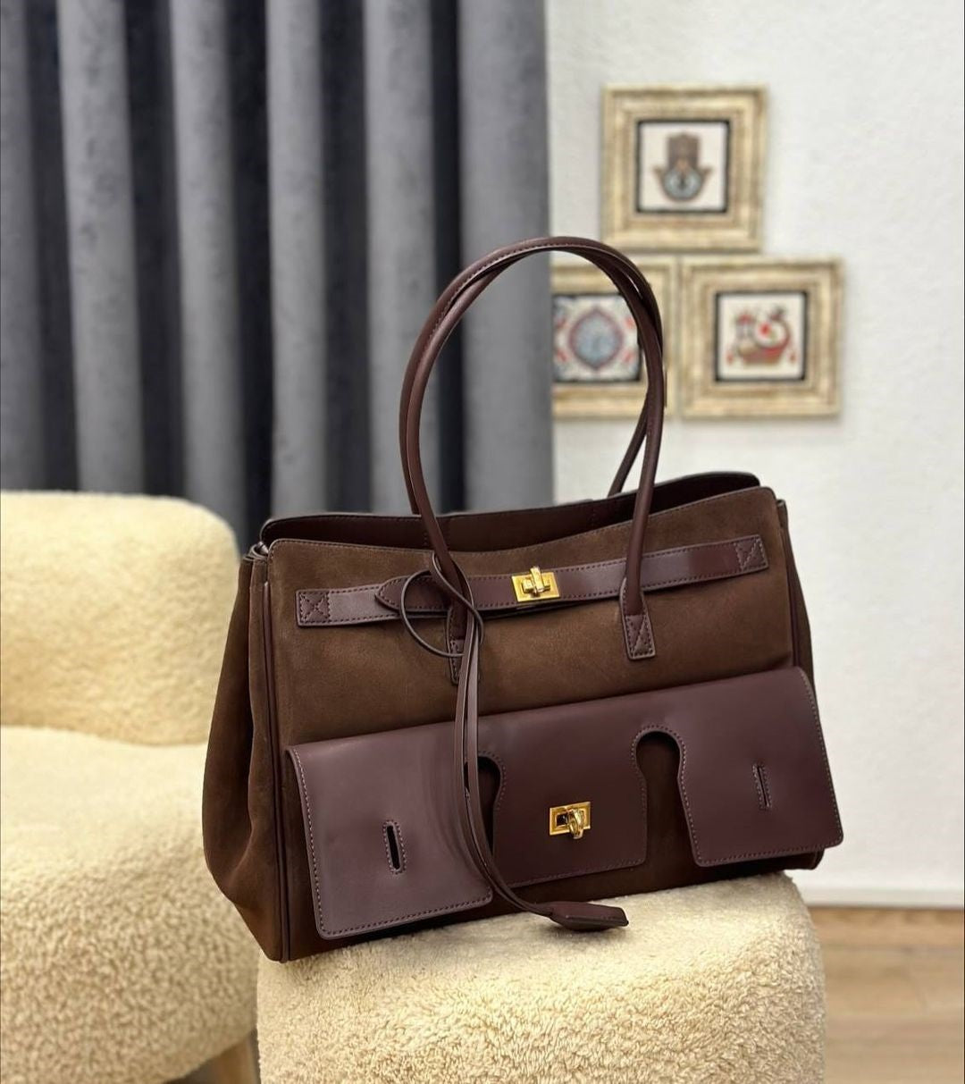 Sophisticated Large suede Tote - Image 5