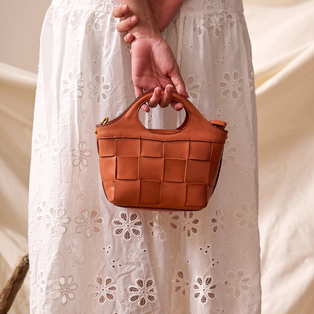 Handwoven Cowhide Leather Crossbody Bag - Image 2