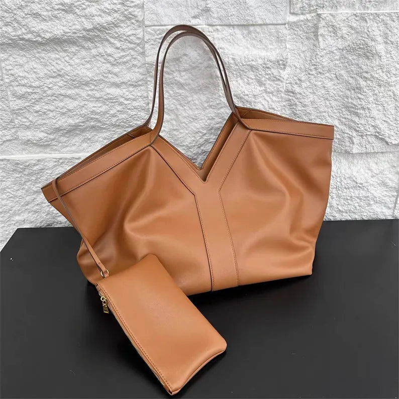 V Cowhide Leather Tote bag - Image 5